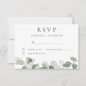 Moderne Elegant Greenery Waterverf bruiloft RSVP Kaartje (Voorkant)