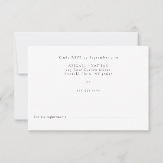 Moderne Elegant Greenery Waterverf bruiloft RSVP Kaartje (Achterkant)