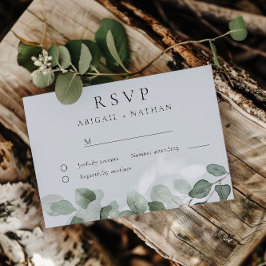 Moderne Elegant Greenery Waterverf bruiloft RSVP Kaartje