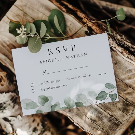 Moderne Elegant Greenery Waterverf bruiloft RSVP Kaartje