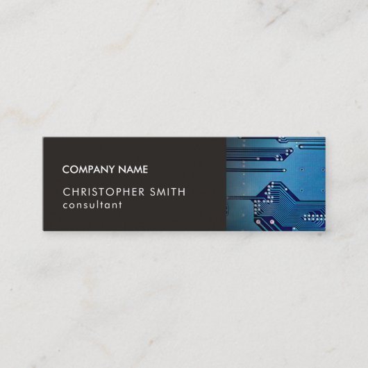 Moderne Elegant Grey Blue Circuit Computer Reparin Mini Visitekaartje (Voorkant)