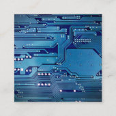 Moderne Elegant Grey Blue Circuit Computer Reparin Vierkante Visitekaartje (Achterkant)
