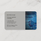 Moderne Elegant Grey Blue Circuit Computer Reparin Visitekaartje (Voorkant)