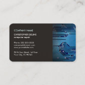 Moderne Elegant Grey Blue Circuit Computer Reparin Visitekaartje (Voorkant)