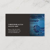 Moderne Elegant Grey Blue Circuit Computer Reparin Visitekaartje (Voorkant)