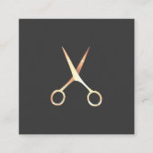 Moderne Elegant Grey Faux Gold Scissors Haarstylis Vierkante Visitekaartje (Voorkant)