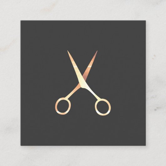 Moderne Elegant Grey Faux Gold Scissors Haarstylis Vierkante Visitekaartje (Voorkant)