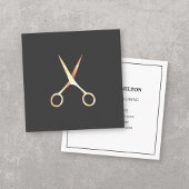 Moderne Elegant Grey Faux Gold Scissors Haarstylis Vierkante Visitekaartje