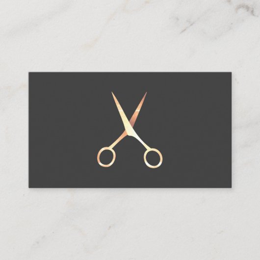 Moderne Elegant Grey Faux Gold Scissors Haarstylis Visitekaartje (Voorkant)