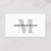 Moderne Elegant Grey White Bold Monogram Consultan Visitekaartje (Voorkant)