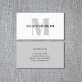 Moderne Elegant Grey White Bold Monogram Consultan Visitekaartje