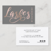 Moderne elegant grijs- en roos goudzweetverlenging visitekaartje (Voorkant / Achterkant)