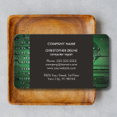 Moderne Elegant Grijs Groen Circuit Computer Repar Visitekaartje