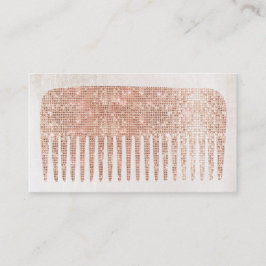 Moderne Elegant Hair Salon Roos Gold Sequins Comb. Visitekaartje