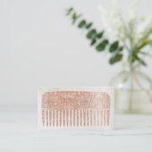 Moderne Elegant Hair Salon Roos Gold Sequins Comb. Visitekaartje (Staand voorkant)