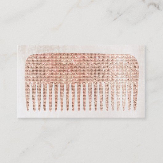Moderne Elegant Hair Salon Roos Gold Sequins Comb. Visitekaartje (Voorkant)