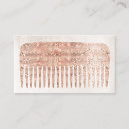Moderne Elegant Hair Salon Roos Gold Sequins Comb. Visitekaartje