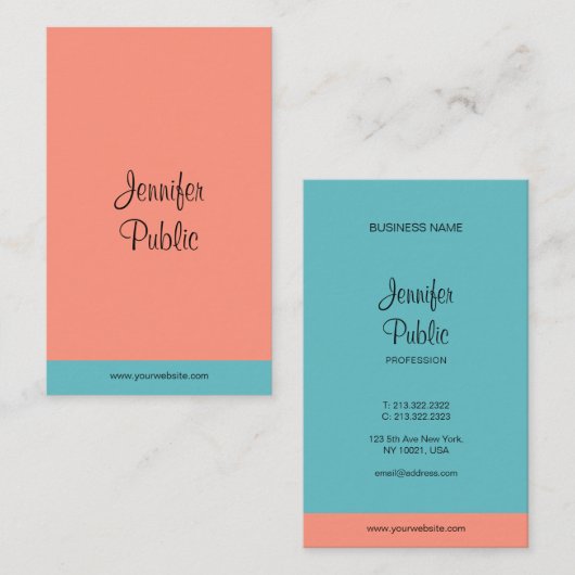 Moderne elegant handgeschreven Script Name Trend C Visitekaartje (Voorkant / Achterkant)