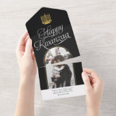 moderne elegant Happy Kwanzaa familiefoto-kaarten All In One Uitnodiging (Afscheurbaar)