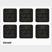 Moderne Elegant Happy New Years Bold Black Vierkante Sticker (Vel)