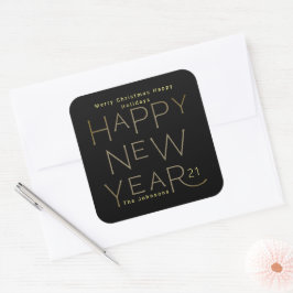 Moderne Elegant Happy New Years Bold Black Vierkante Sticker