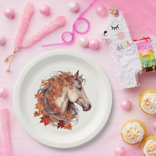 Moderne Elegant Herfst Paarden Paardensport Thanks Papieren Bordje (Feest)