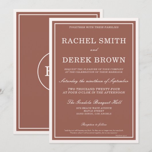 Moderne Elegant Hex Red Pink Ivory Scripts Wedding Kaart (Voorkant / Achterkant)