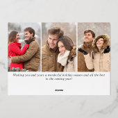 Moderne Elegant Kerstmis 4 FOTO Gold Folie Feestdagenkaart (Achterkant)