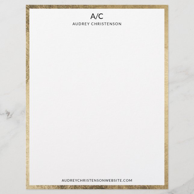 Moderne elegant klassiek lijst voor monogram chic  briefhoofd (Voorkant)