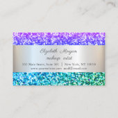Moderne elegant, kleurrijke glitter gestript klantenkaartje (Achterkant)