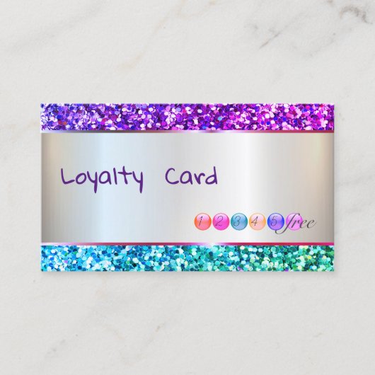 Moderne elegant, kleurrijke glitter gestript klantenkaartje (Voorkant)