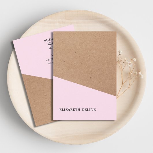 Moderne Elegant Kraft Paper Roos Interior Designer Visitekaartje