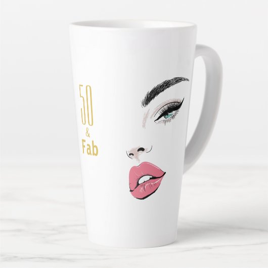 Moderne Elegant Lips Brows Latte Mok (Rechterhoek)