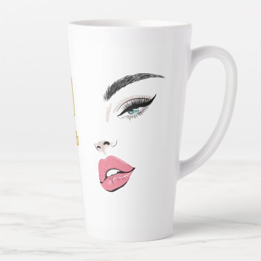 Moderne Elegant Lips Brows Latte Mok (Rechts)