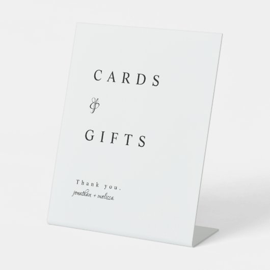 Moderne Elegant Manuscript Kaarten en Gifts Weddin Reclamebord Met Voetstuk (Voorkant)