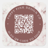 Moderne Elegant Marble Custom QR Code Winkelen Sti Vierkante Sticker (Voorkant)