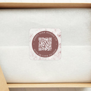 Moderne Elegant Marble Custom QR Code Winkelen Sti Vierkante Sticker