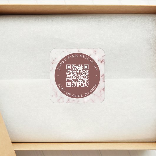 Moderne Elegant Marble Custom QR Code Winkelen Sti Vierkante Sticker