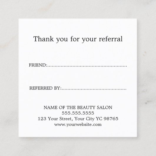 Moderne Elegant Massage Therapist Referral Kaart (Achterkant)