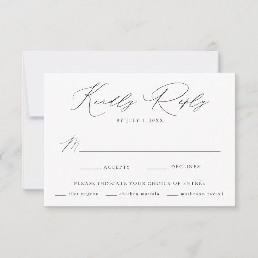 Moderne Elegant Meal Choice Wedding RSVP Kaart (Voorkant)