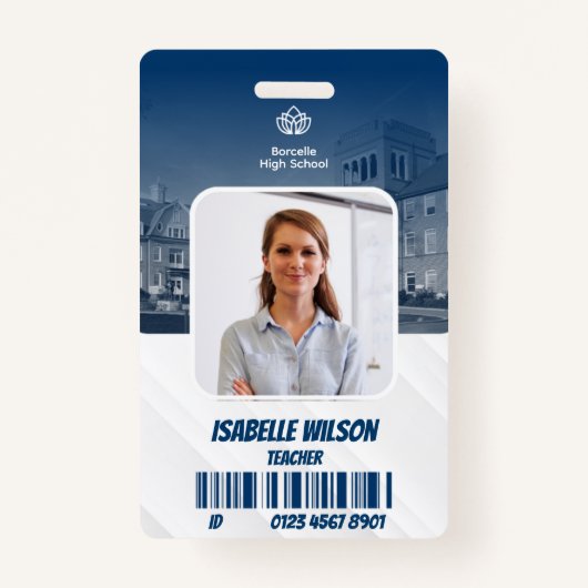 Moderne Elegant Medewerker Foto ID naam Badge (Voorkant)