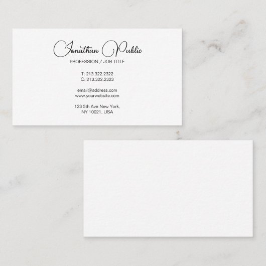 Moderne Elegant Minimalist Sjabloon Typografie Visitekaartje (Voorkant / Achterkant)