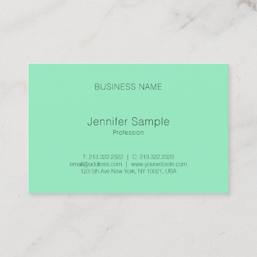 Moderne Elegant Mint Green White Stippen Sjabloon Visitekaartje (Achterkant)