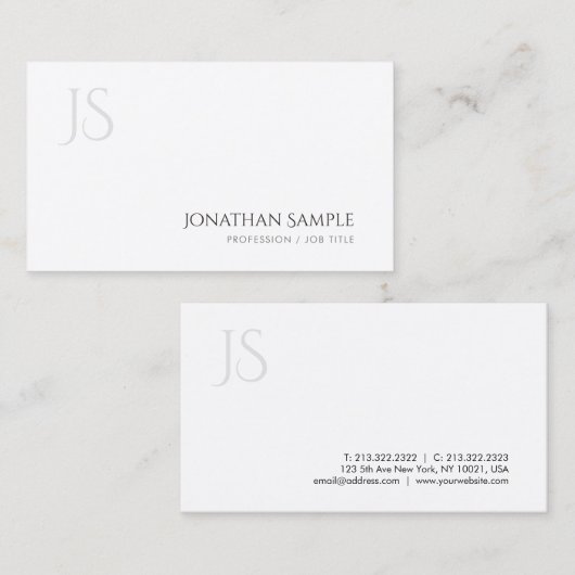 Moderne Elegant Monogram Eenvoudige Sjabloon van h Visitekaartje (Voorkant / Achterkant)