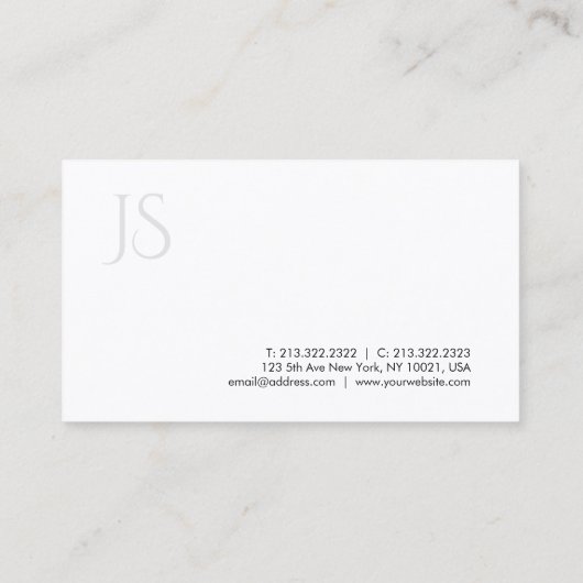 Moderne Elegant Monogram Eenvoudige Sjabloon van h Visitekaartje (Achterkant)