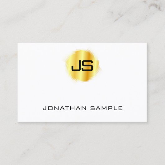 Moderne Elegant Monogram Faux Gold Sjabloon Visitekaartje (Voorkant)