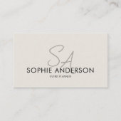 Moderne Elegant Monogram Foto QR-code Visitekaartje (Voorkant)