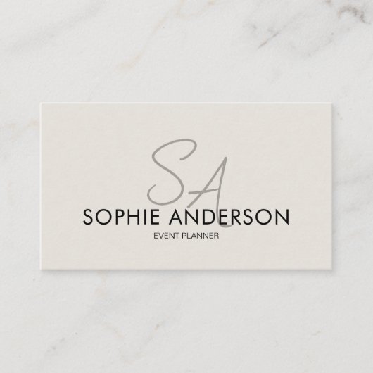 Moderne Elegant Monogram Foto QR-code Visitekaartje (Voorkant)