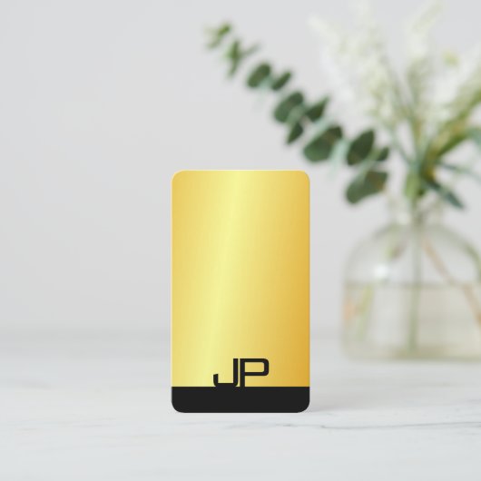 Moderne Elegant Monogram Gold Kijk Sjabloon Visitekaartje (Staand voorkant)