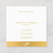 Moderne Elegant Monogram Gold Professional Plain Vierkante Visitekaartje (Achterkant)